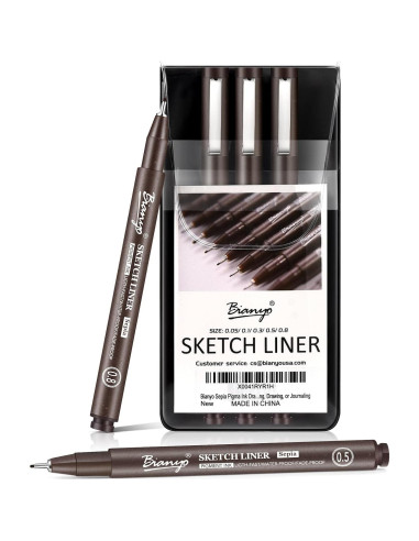 Juego de Plumas Artísticas Bianyo Sepia - 5 Puntas Finas
