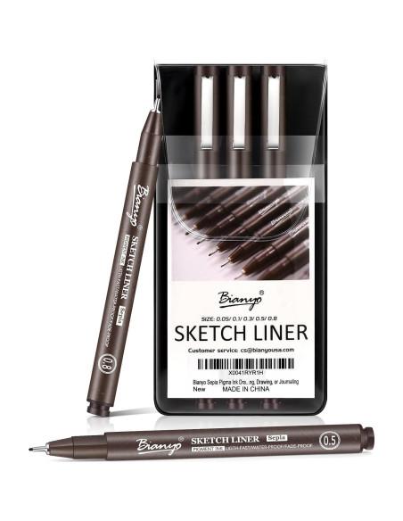 Juego de Plumas Artísticas Bianyo Sepia - 5 Puntas Finas