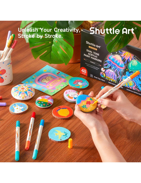 Marcadores de Pintura Acrílica Doble Tono Shuttle Art 24 Pack