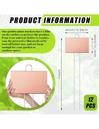 12 Etiquetas de Jardín de Metal Landhoow 10x15 cm Oro Rosa
