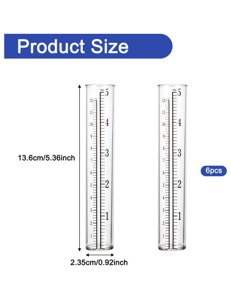 Giantree 6 Tubos de Reemplazo para Pluviómetro 13.6cm