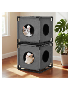 Casa para Gatos Doble CSQOO 1020 Gris 43cm 2.4kg