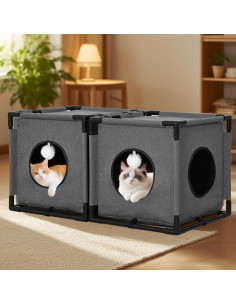 Casa para Gatos Doble CSQOO 1020 Gris 43cm 2.4kg 2