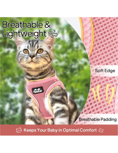 Arnés para Gato TwoEar Ajustable Rosa XXXS Transpirable