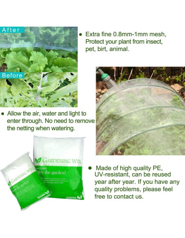 Red de Malla Fina para Insectos y Aves Gardeningwill 3x3m