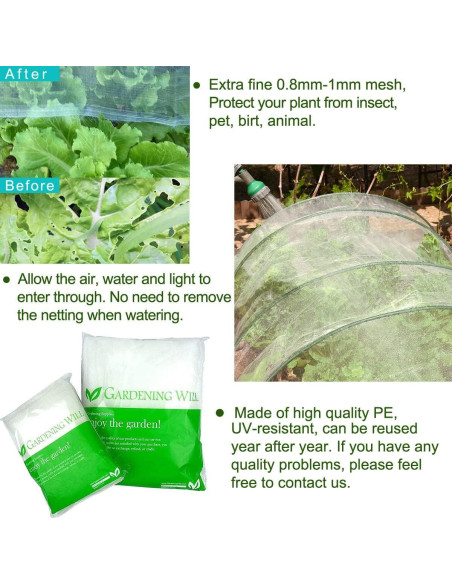 Red de Malla Fina para Insectos y Aves Gardeningwill 3x3m