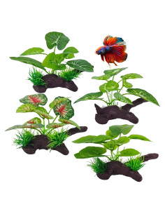 Plantas de Acuario de Seda SIYIPURR - 4 Piezas Verde 10cm