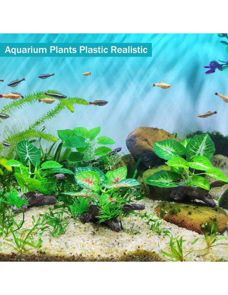 Plantas de Acuario de Seda SIYIPURR - 4 Piezas Verde 10cm