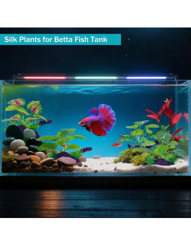 Plantas de Acuario de Seda SIYIPURR - 4 Piezas Verde 10cm