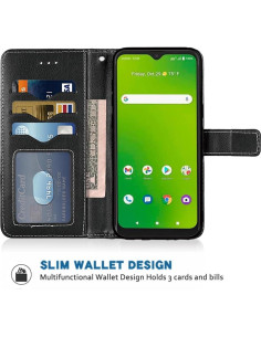 Funda de cuero para Cricket Icon 5 / AT&T Motivate 4 con billetera 2