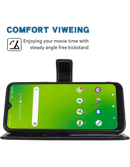 Funda de cuero para Cricket Icon 5 / AT&T Motivate 4 con billetera