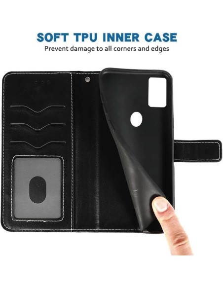 Funda de cuero para Cricket Icon 5 / AT&T Motivate 4 con billetera