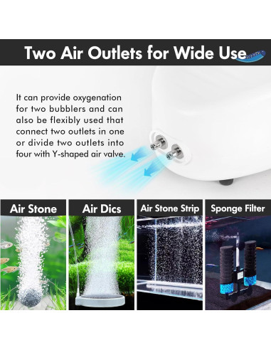 Bomba de Aire Silenciosa Orlushy OA-08-2AD para Acuarios 2271L