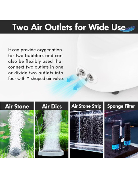 Bomba de Aire Silenciosa Orlushy OA-08-2AD para Acuarios 2271L