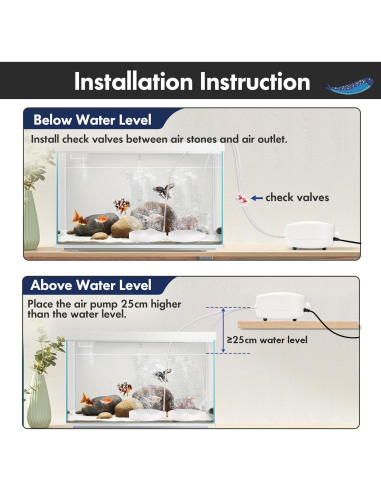 Bomba de Aire Silenciosa Orlushy OA-08-2AD para Acuarios 2271L