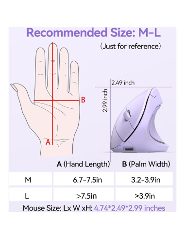 Ratón Ergonómico Inalámbrico TECKNET Vertical 5 DPI Ajustables