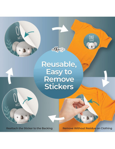 30 Pegatinas de Hitos para Bebés Ellopi - Azul y Verde