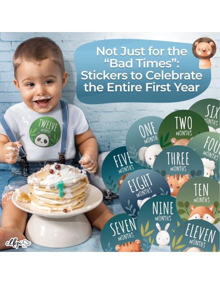 30 Pegatinas de Hitos para Bebés Ellopi - Azul y Verde