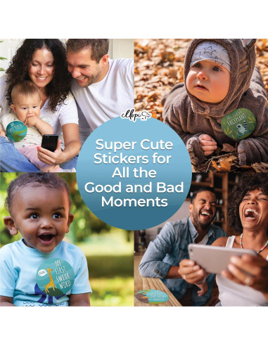 30 Pegatinas de Hitos para Bebés Ellopi - Azul y Verde