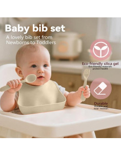 Set de Baberos de Silicona para Bebés con Utensilios - Xiamen Yangda 2