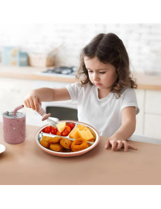 Juego de Alimentación para Bebés PandaEar - Acero Inoxidable, 2 Platos, 2 Vasos, Utensilios 2