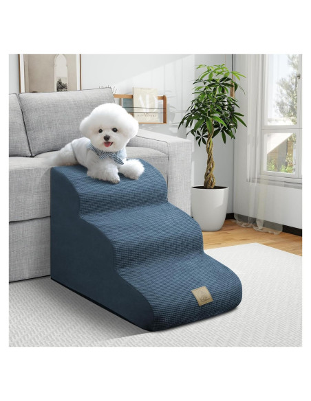 Escalera para Perros MESTUEL 3 Pasos Azul Soporta 27 kg