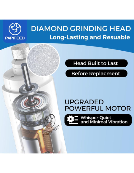 Amoladora de Uñas Eléctrica PAPIFEED Blanca con 3 Velocidades y LED