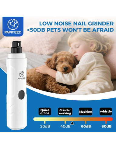 Amoladora de Uñas Eléctrica PAPIFEED Blanca con 3 Velocidades y LED