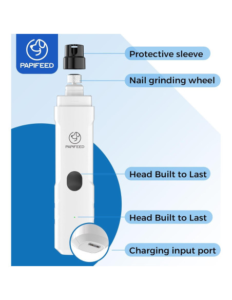 Amoladora de Uñas Eléctrica PAPIFEED Blanca con 3 Velocidades y LED