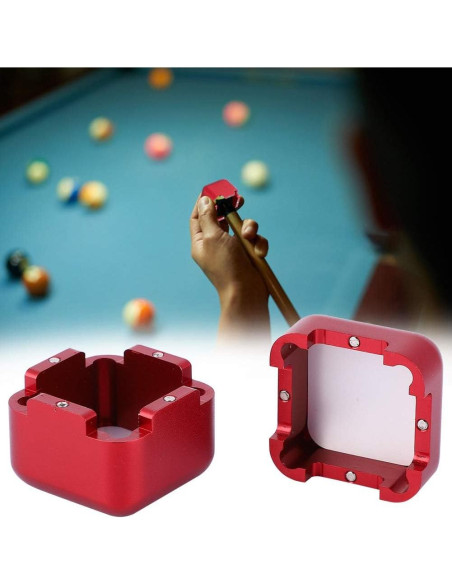 Soporte de Tiza para Billar KooingTech con Tapa Magnética Rojo