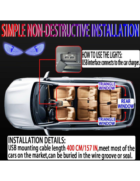 Luz LED Ojos de Diablo GKKBUFF Azul 12 Modos para Coche