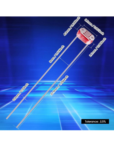 30 Piezas Fotoresistor EBOOT 5 mm Sensible a la Luz