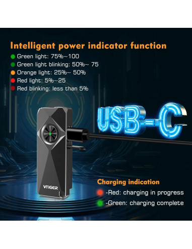 Linterna LED VTIGER K1 800 Lúmenes Recargable Compacta