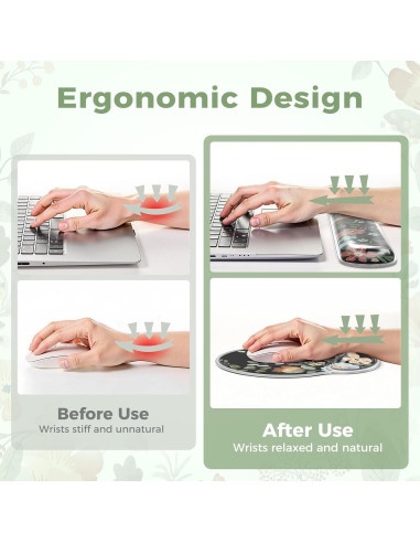 Reposamuñecas de Silicona iCasso Negro Ergonómico 43.69x8.38cm