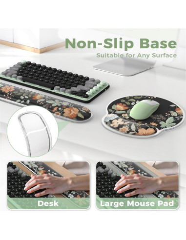 Reposamuñecas de Silicona iCasso Negro Ergonómico 43.69x8.38cm