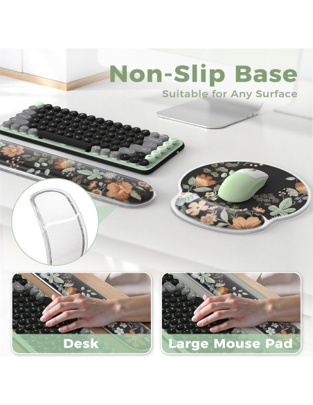 Reposamuñecas de Silicona iCasso Negro Ergonómico 43.69x8.38cm