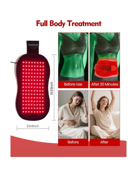 Cinturón de Terapia de Luz Roja SanaTech 660nm 850nm Ajustable