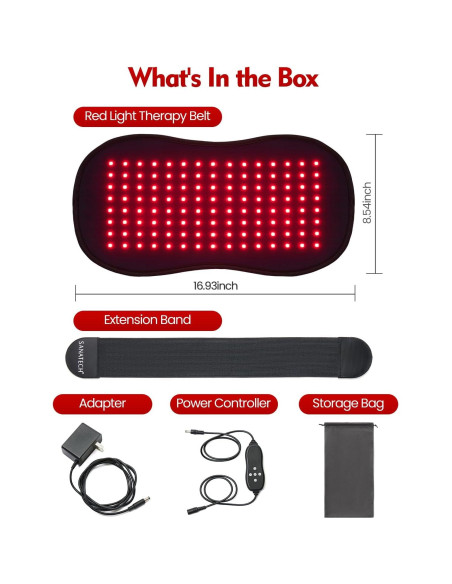 Cinturón de Terapia de Luz Roja SanaTech 660nm 850nm Ajustable