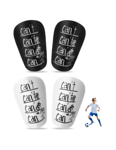 2 Pares Mini Espinilleras Fútbol Hoohnnaa 10x6 cm Negro y Blanco