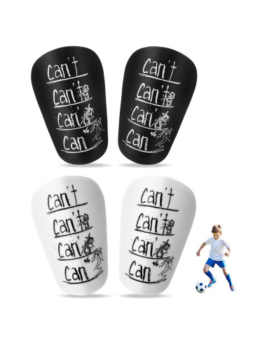 2 Pares Mini Espinilleras Fútbol Hoohnnaa 10x6 cm Negro y Blanco