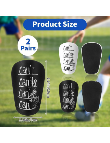 2 Pares Mini Espinilleras Fútbol Hoohnnaa 10x6 cm Negro y Blanco