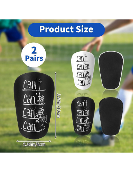 2 Pares Mini Espinilleras Fútbol Hoohnnaa 10x6 cm Negro y Blanco