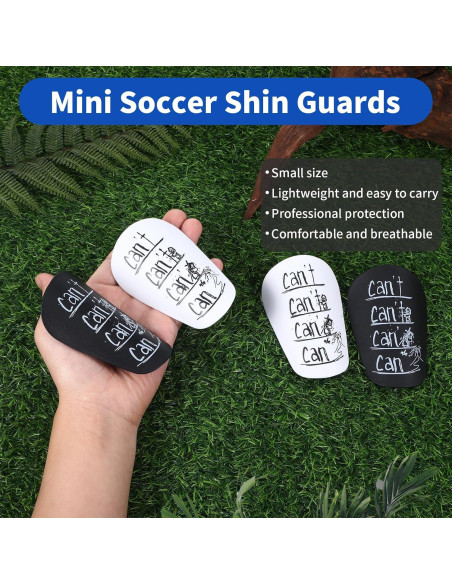 2 Pares Mini Espinilleras Fútbol Hoohnnaa 10x6 cm Negro y Blanco