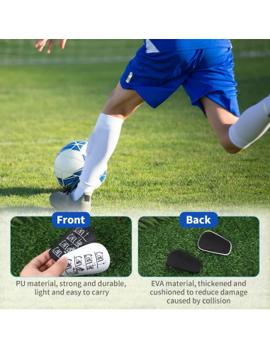 2 Pares Mini Espinilleras Fútbol Hoohnnaa 10x6 cm Negro y Blanco