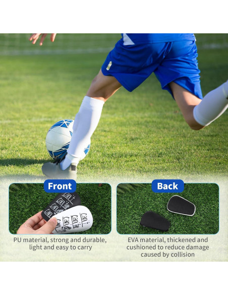 2 Pares Mini Espinilleras Fútbol Hoohnnaa 10x6 cm Negro y Blanco