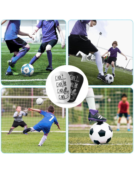 2 Pares Mini Espinilleras Fútbol Hoohnnaa 10x6 cm Negro y Blanco