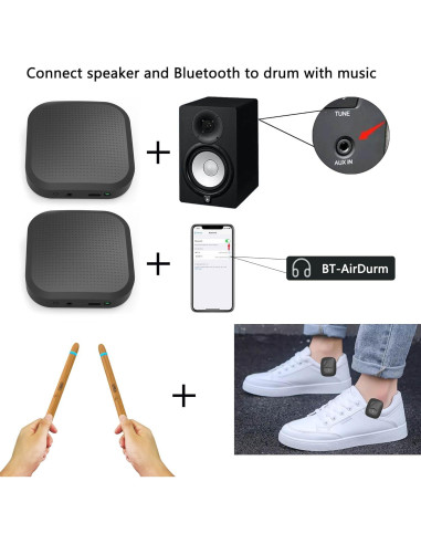 Bastones de Batería Virtual BNC con Pedal y Bluetooth
