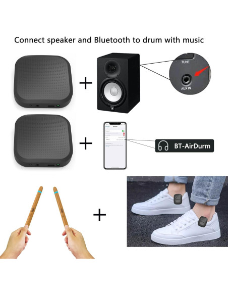Bastones de Batería Virtual BNC con Pedal y Bluetooth