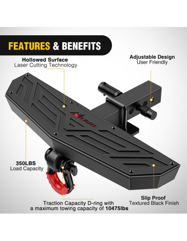 Paso de Enganche Nilight 2" Antirrobo para Camionetas y SUV