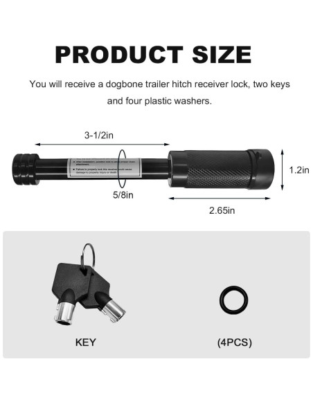 Cerrojo de Pasador ZNDAW para Receptor de Enganche 1.59 cm